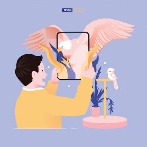Augmented reality and virtual reality concept